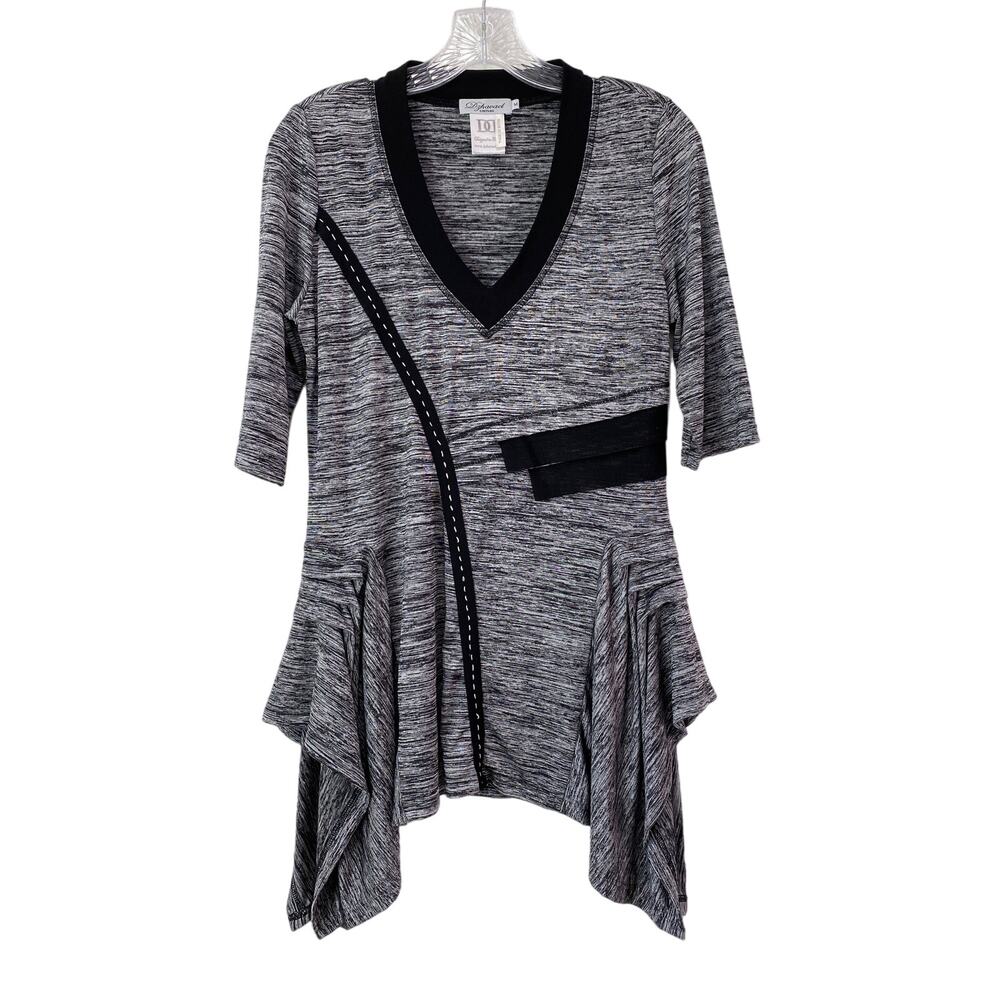 Dzhavael Couture Asymmetrical Tunic Top Size‎ M Boho Lagenlook Grunge Edgy Dark